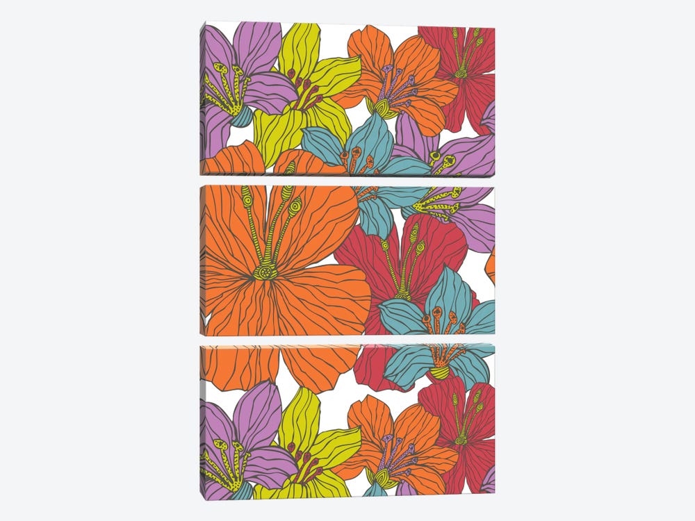 Tropical Flowers by Valentina Harper 3-piece Canvas Print