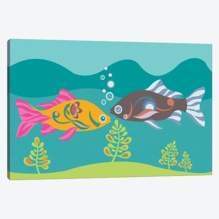 Two Little Fishies Canvas Print #VAL412} by Valentina Harper Canvas Artwork