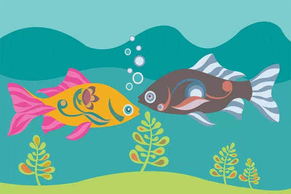 Kids Ocean Life Art: Two Little Fishies by Valentina Harper