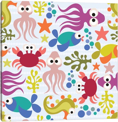 Under The Sea Canvas Art Print - Crab Art