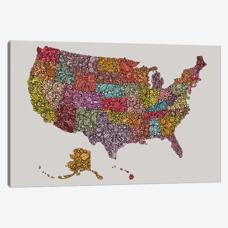US Map Canvas Print #VAL470} by Valentina Harper Canvas Art