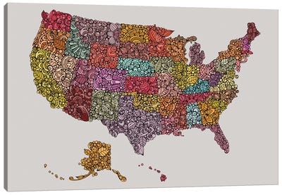 US Map Canvas Art Print - Valentina Harper