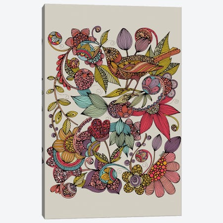 Bird And The Flowers Canvas Print #VAL476} by Valentina Harper Art Print