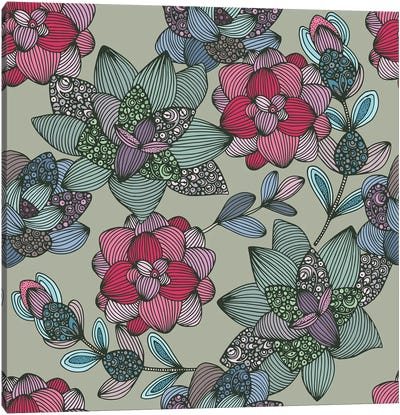 Suculents Flowers Pattern Canvas Art Print - Valentina Harper