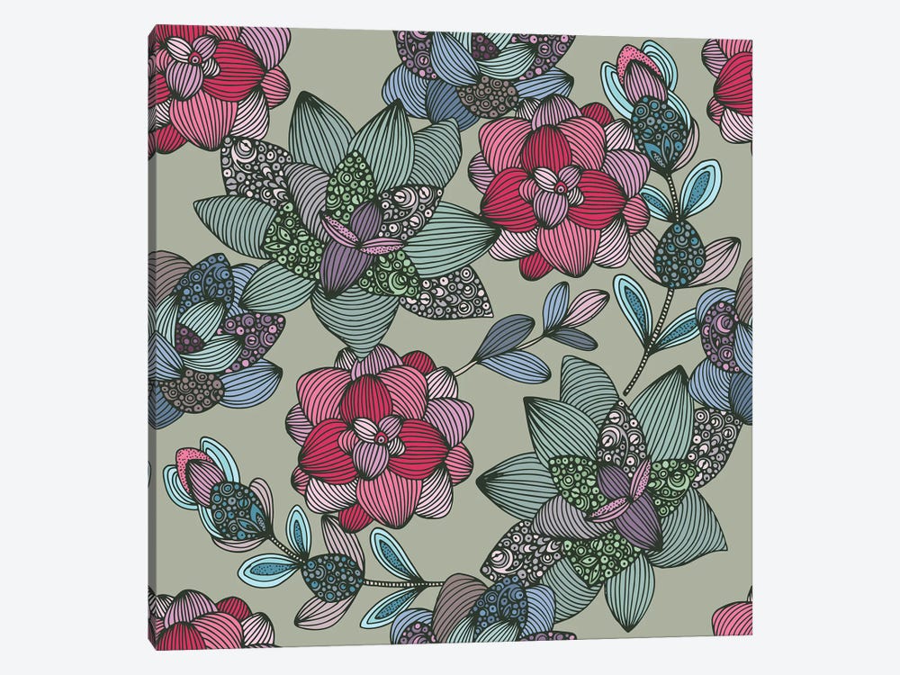 Suculents Flowers Pattern by Valentina Harper 1-piece Canvas Print