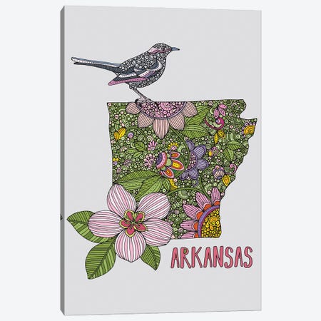 Arkansas - State Bird And Flower Canvas Print #VAL524} by Valentina Harper Art Print