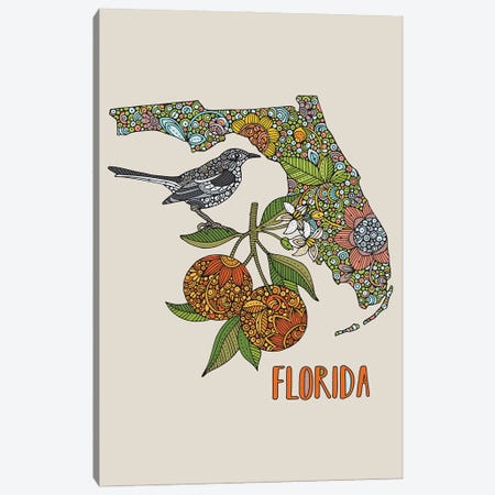 Florida - State Bird And Flower Canvas Print #VAL525} by Valentina Harper Art Print