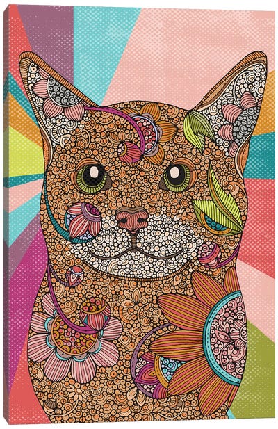 Little Cat - Colors Background Canvas Art Print - Valentina Harper