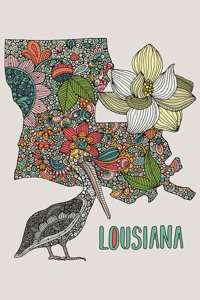 Louisiana - State Bird And Flower by Valentina Harper framed wall art