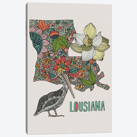 Louisiana - State Bird And Flower Canvas Print #VAL534} by Valentina Harper Canvas Wall Art