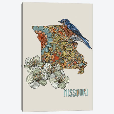 Missouri - State Bird And Flower Canvas Print #VAL535} by Valentina Harper Canvas Art