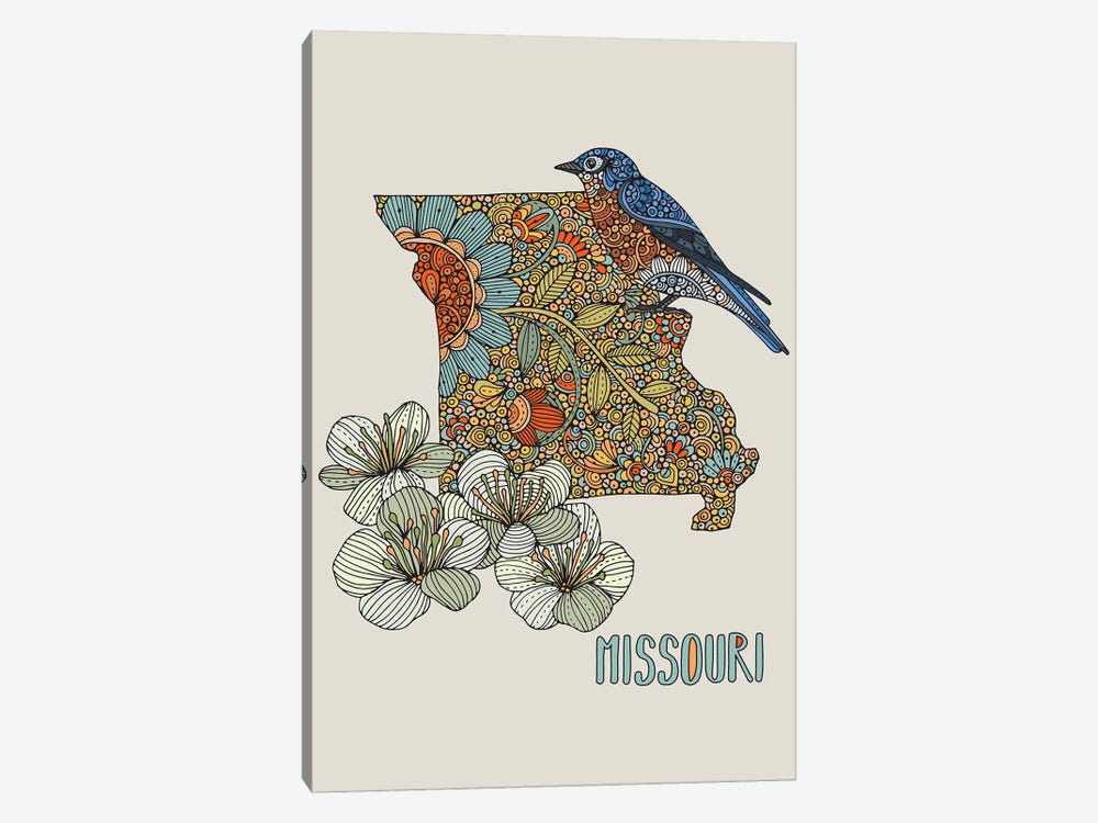 Missouri - State Bird And Flower by Valentina Harper 1-piece Canvas Print