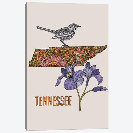 Tennessee - State Bird And Flower Canvas Print #VAL537} by Valentina Harper Canvas Wall Art