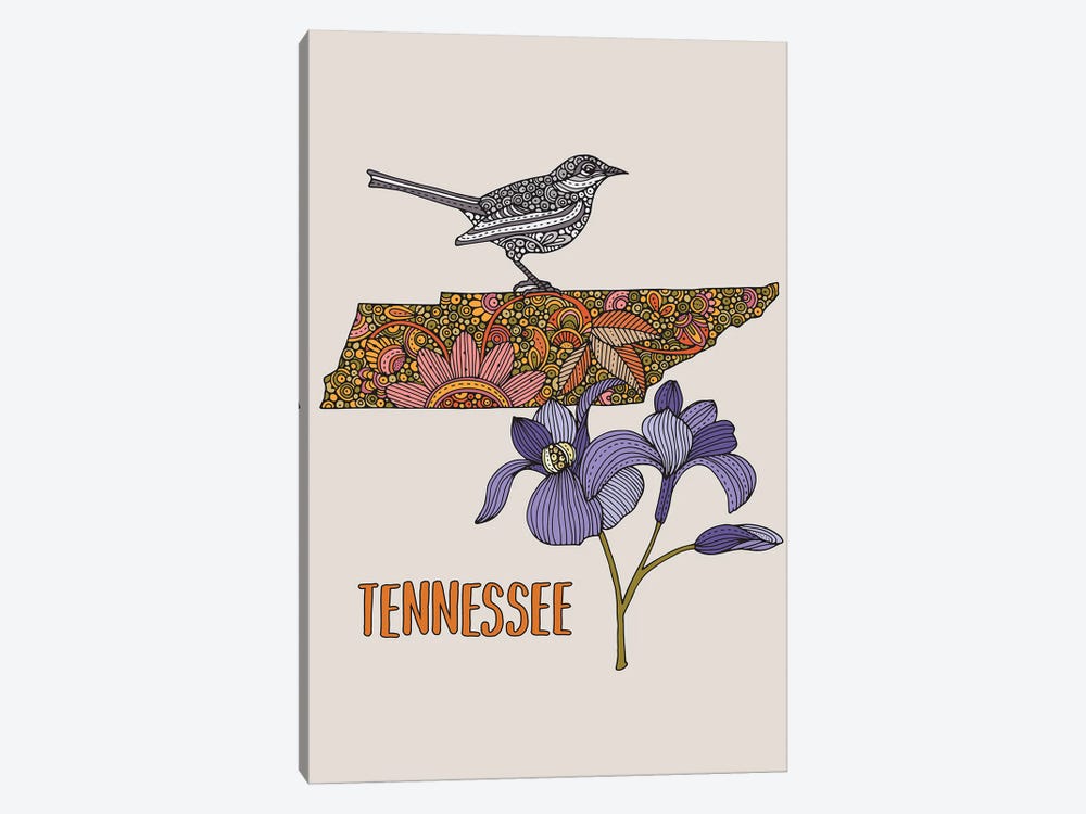 Tennessee - State Bird And Flower by Valentina Harper 1-piece Art Print