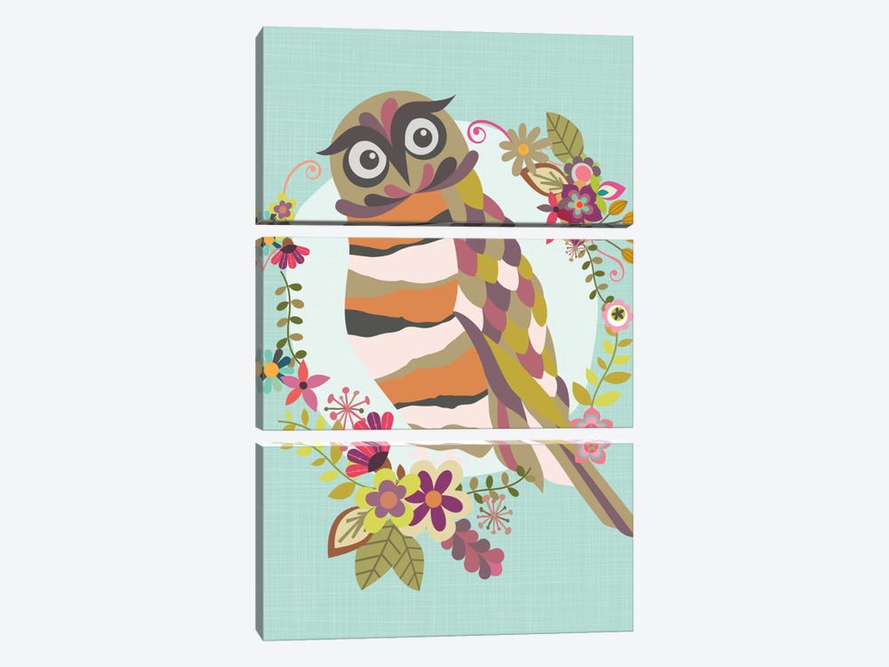 Cute Owl by Valentina Harper 3-piece Canvas Print