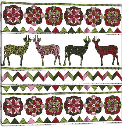 Deer Pattern I Canvas Art Print - Farmhouse Christmas Décor