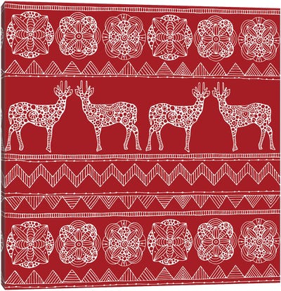 Deer Pattern II Canvas Art Print - Farmhouse Christmas Décor
