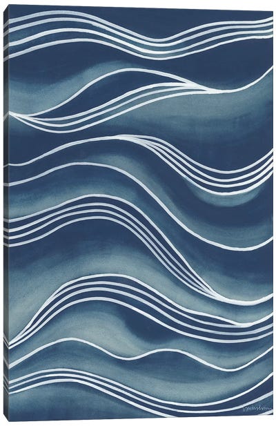 Wind & Waves I Canvas Art Print - Black, White & Blue Art