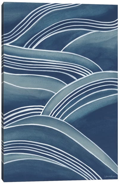 Wind & Waves IV Canvas Art Print - Black, White & Blue Art