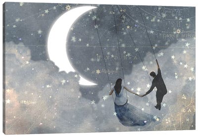 Celestial Love I Canvas Art Print - Crescent Moon Art
