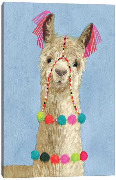 Adorned Llama III Canvas Art Print - Best Selling Kids Art