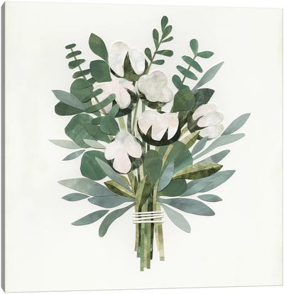 Cut Paper Bouquet IV Canvas Art Print - Martini Olive