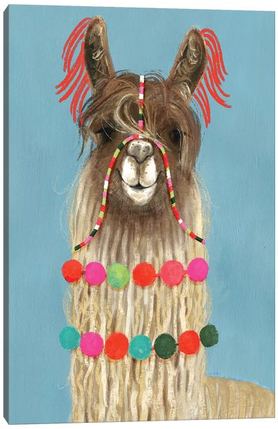 Adorned Llama IV Canvas Art Print - Animal Humor Art
