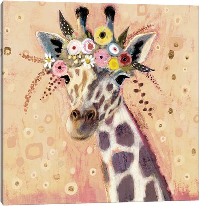 Klimt Giraffe I Canvas Art Print - Victoria Borges