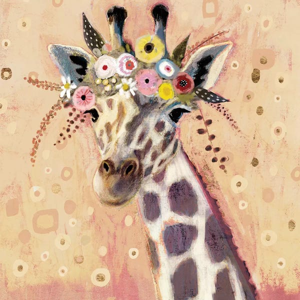 Giraffes: Klimt Giraffe I by Victoria Borges