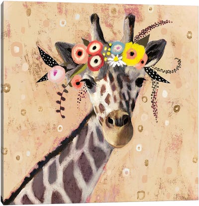 Klimt Giraffe II Canvas Art Print - Victoria Borges
