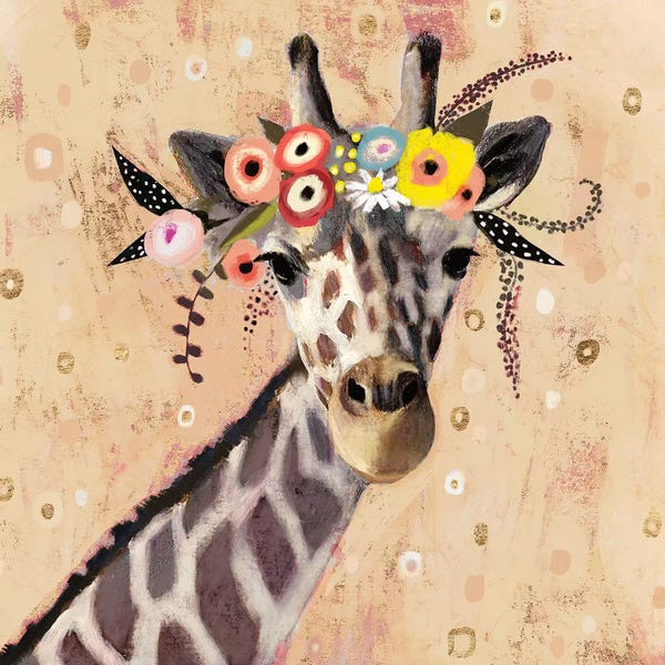 Giraffes: Klimt Giraffe II by Victoria Borges