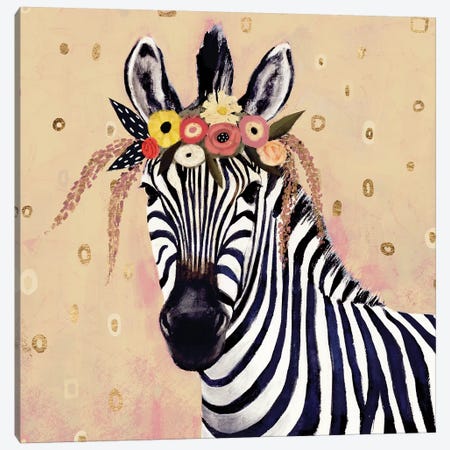 Klimt Zebra II Canvas Print #VBO148} by Victoria Borges Canvas Artwork
