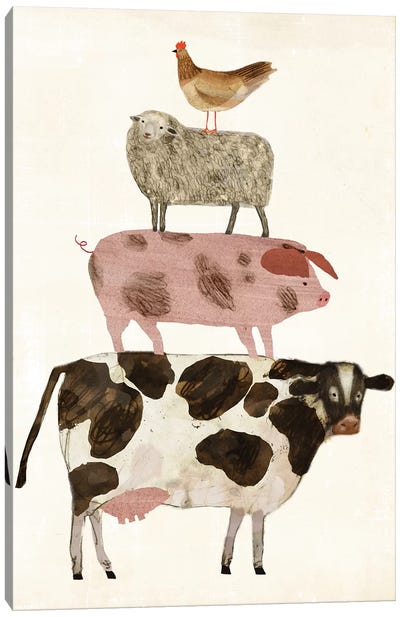 Barnyard Buds IV Canvas Art Print - Pigs