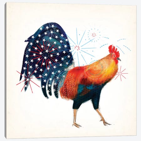 Rooster Fireworks II Canvas Print #VBO172} by Victoria Borges Art Print