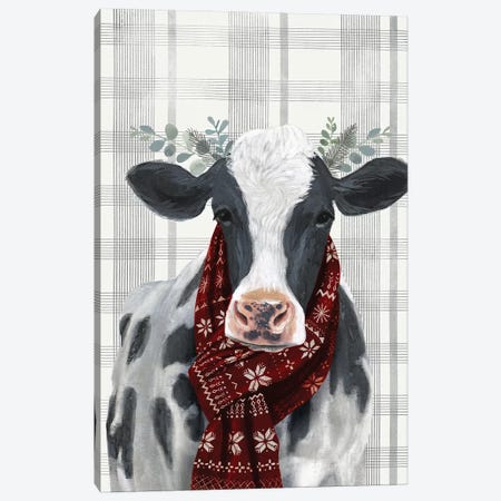 Yuletide Cow I Canvas Print #VBO181} by Victoria Borges Canvas Wall Art