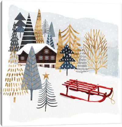 Christmas Chalet II Canvas Art Print - Ski Chalet