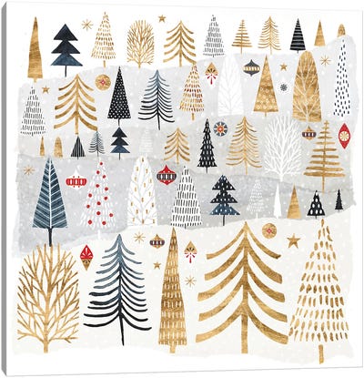Christmas Chalet III Canvas Art Print - Christmas Trees & Wreath Art