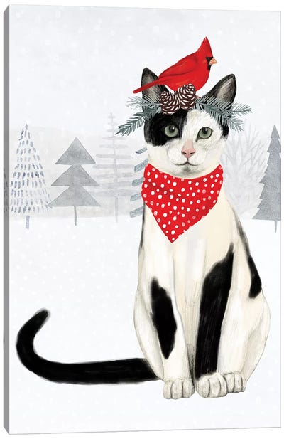 Christmas Cats & Dogs VI Canvas Art Print - Snowshoe Cat Art