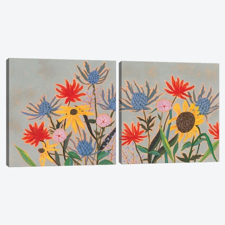 Thistle Bouquet Diptych Canvas Print Set #VBO2HSET003} by Victoria Borges Canvas Art Print