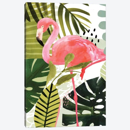 Flamingo Forest I Canvas Print #VBO302} by Victoria Borges Canvas Wall Art