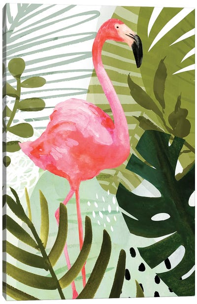 Flamingo Forest II Canvas Art Print - Monstera Art