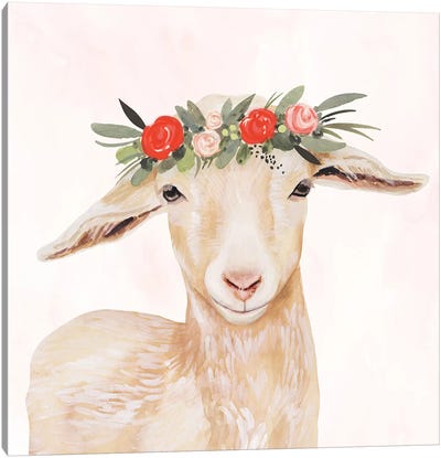 Garden Goat I Canvas Art Print - Goat Art