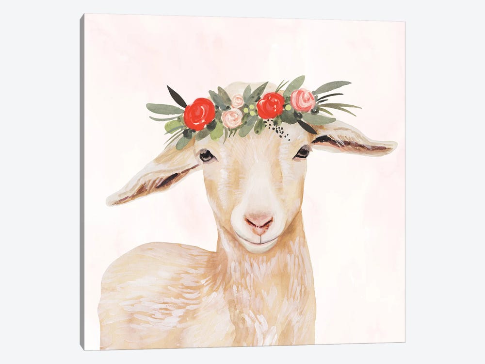 Garden Goat I by Victoria Borges 1-piece Canvas Print