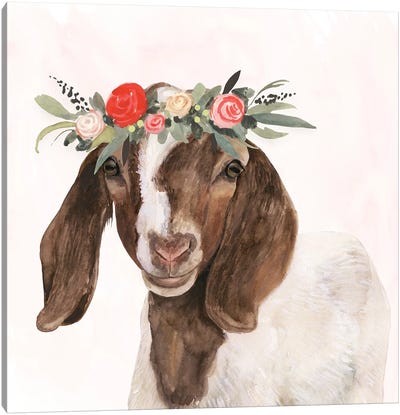 Garden Goat II Canvas Art Print - Kids Animal Art