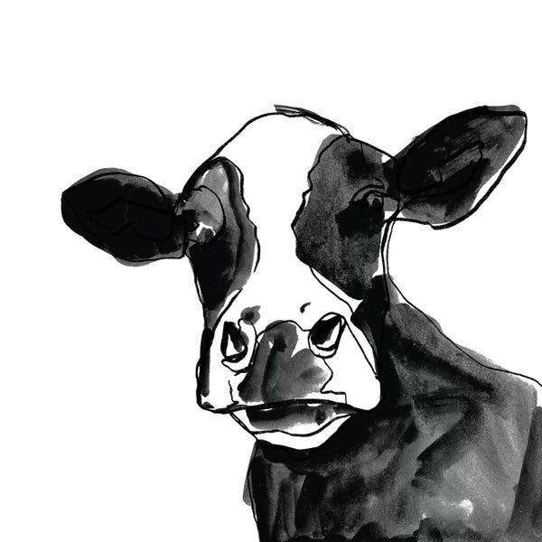 Modern Farmhouse Décor: Cow Contour I by Victoria Borges