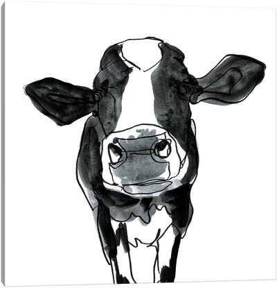 Cow Contour III Canvas Art Print - Black & White Animal Art