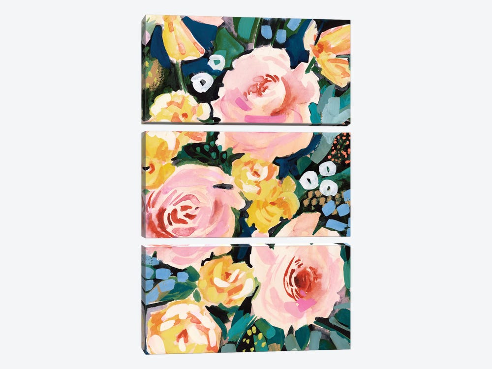 Flower Jumble I by Victoria Borges 3-piece Canvas Print