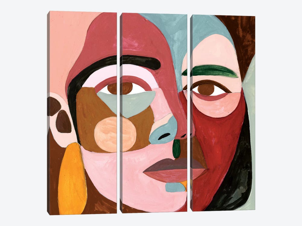 Geo Face II by Victoria Borges 3-piece Canvas Artwork