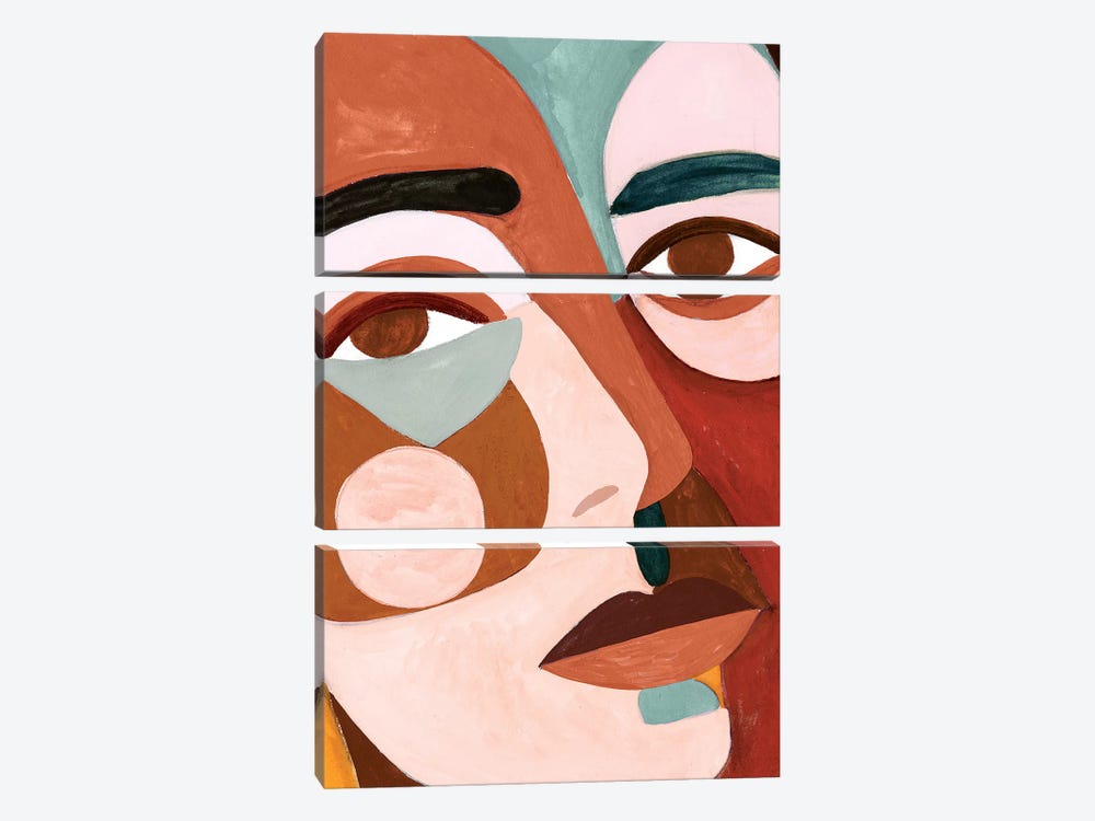 Geo Face III by Victoria Borges 3-piece Canvas Art Print