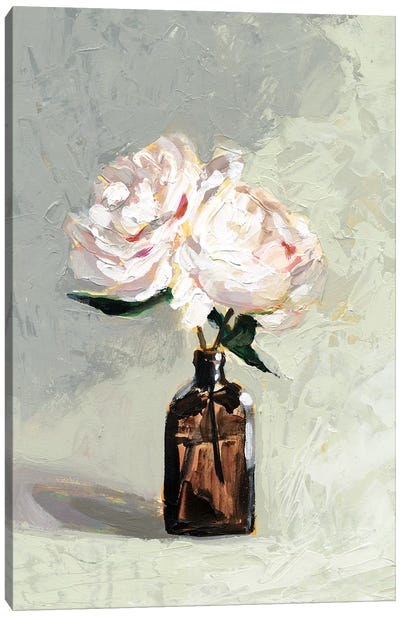 Amber Bottle Flowers II Canvas Art Print - Victoria Borges